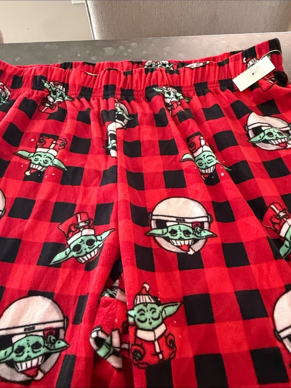 Kids Red Buffalo Plaid Groku from Star Wars The Mandelorian  Pajama Pants